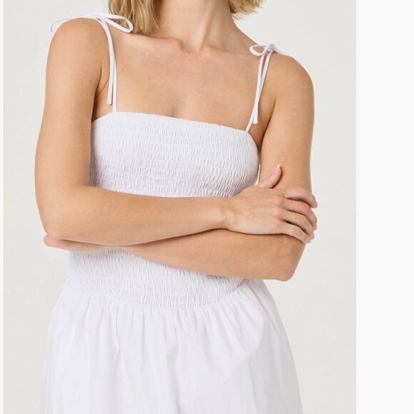 NWT ASTR the Label Drop Waist Smocked Midi Dress Medium, WHITE - Picture 7 of 9